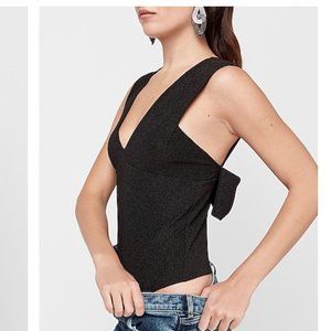 Express Black Thong Bodysuit with Bow Size Large